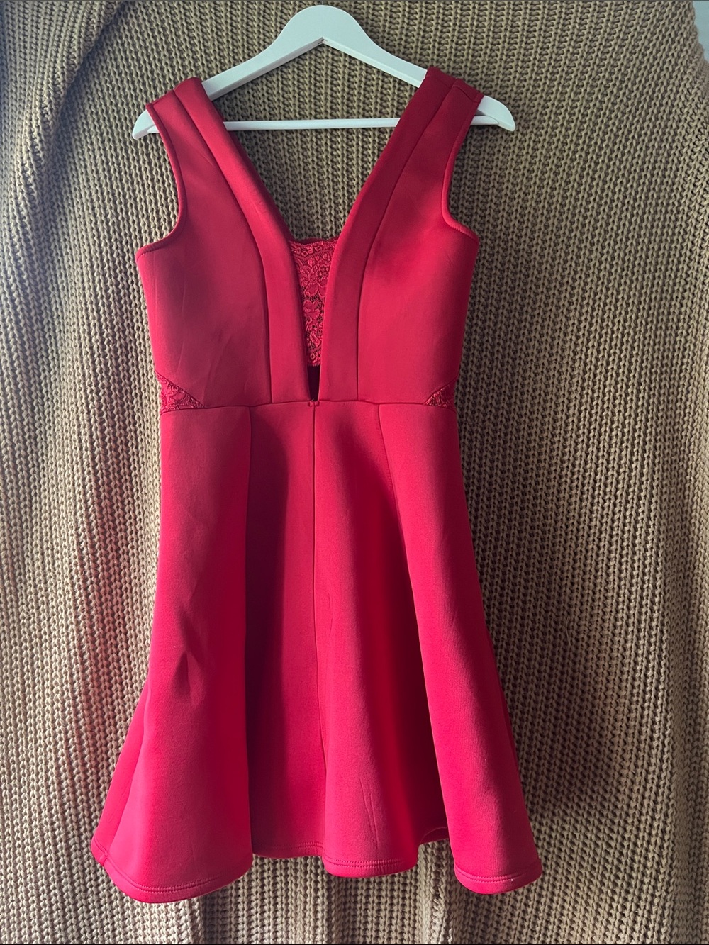 Material Girl Red Sleeveless V-Neck Fit-and-Flare Mini Dress